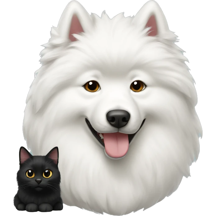 Samoyed with black cat emoji