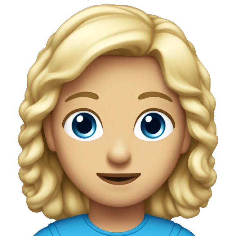 Rubia con pelo un poco ondulado y largo sin flequillo y con ojos azules  emoji
