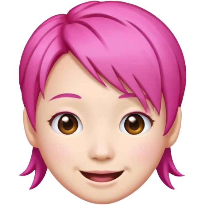 asian emoji face withpink hair  emoji