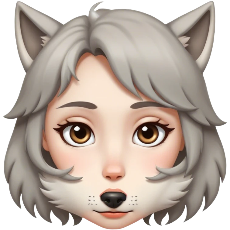 pretty girl with wolf cute cute big eyes whos sleepy emoji