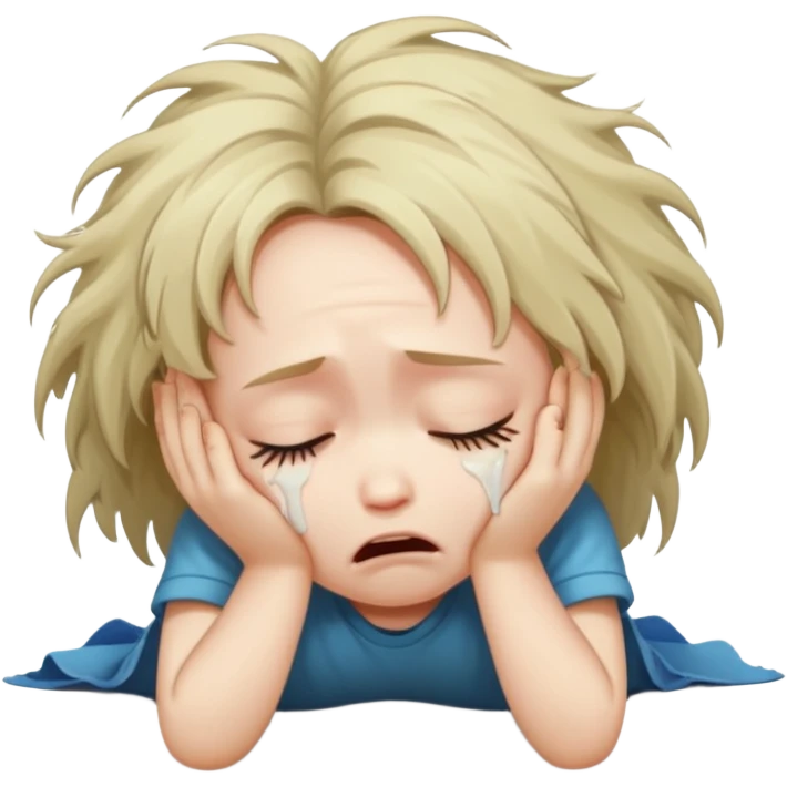 child crying laying face down on floor emoji