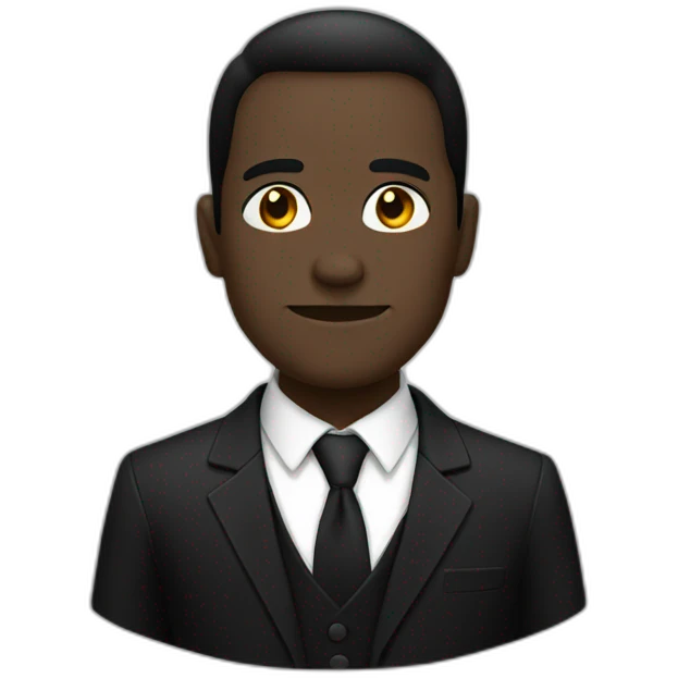 Dark character wearing black suit emoji