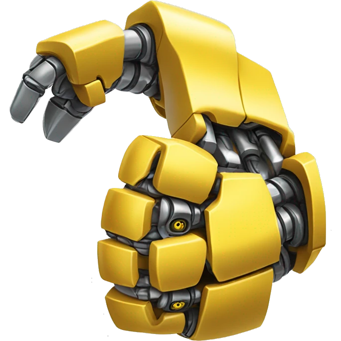 Yellow mechanical cyborg bicep that’s flexing emoji