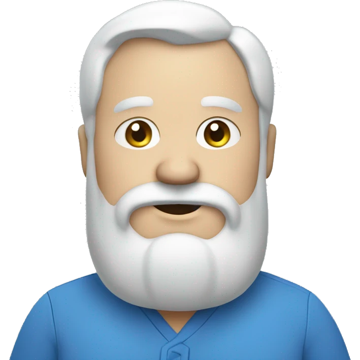 White bearded fat man in blue shirt  emoji