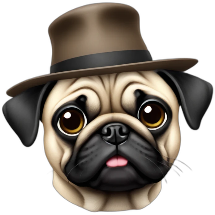 Pug dog with a hat emoji
