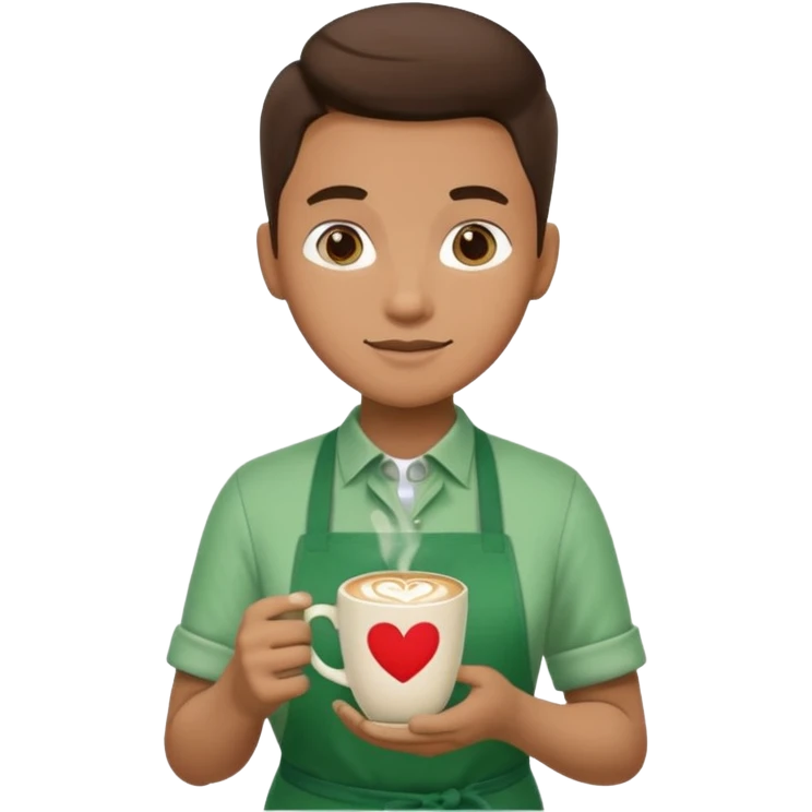 Barista + green apron + latte cup emoji