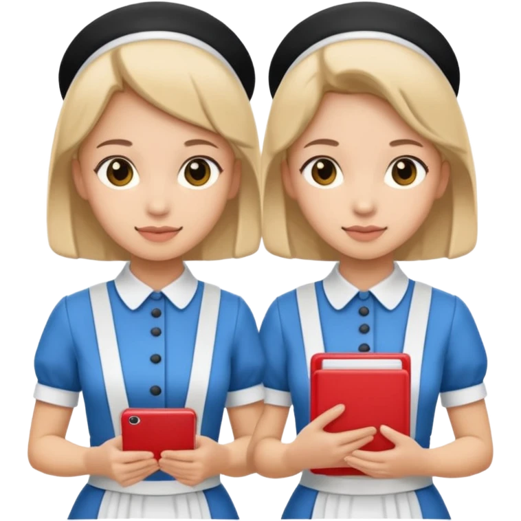 two maids are holding the mp emoji