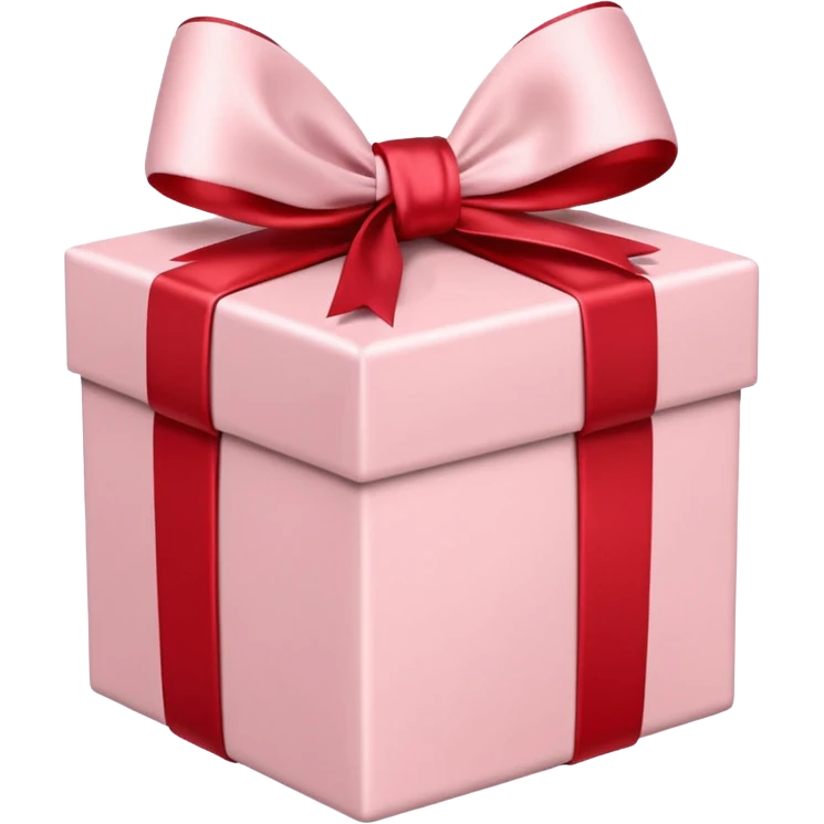 gift box pale pink with red satin bow emoji