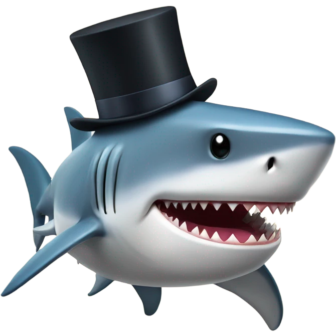 Shark with a top hat emoji