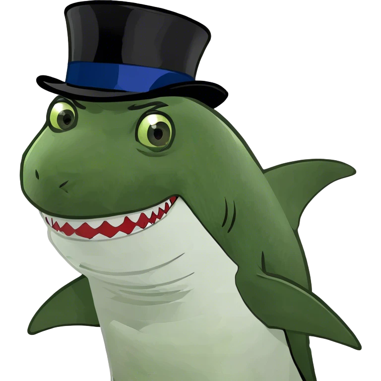 Shark with a top hat emoji