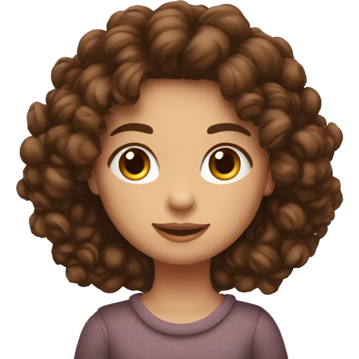 Fille avec cheuvuex brun bouclé emoji