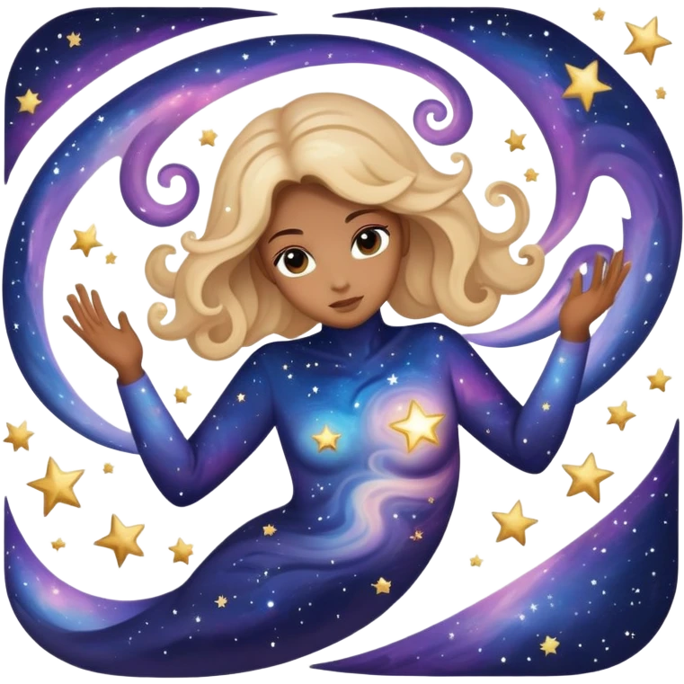 mysterious cosmic being with starry body and galaxy swirls emoji