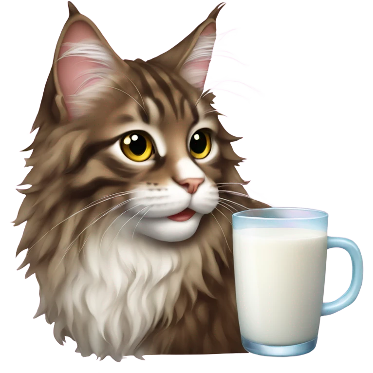 Maine coon cat drinking milk emoji