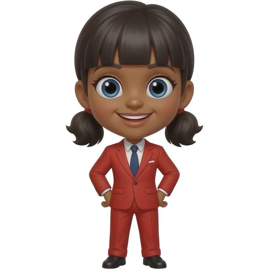 Add the caption Bhappy2 a black Betty boo image in a red pantsuit emoji