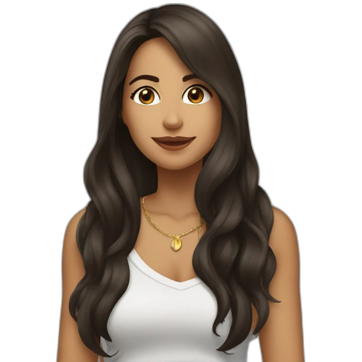 Mariana cabelo liso castanho tocando rock emoji