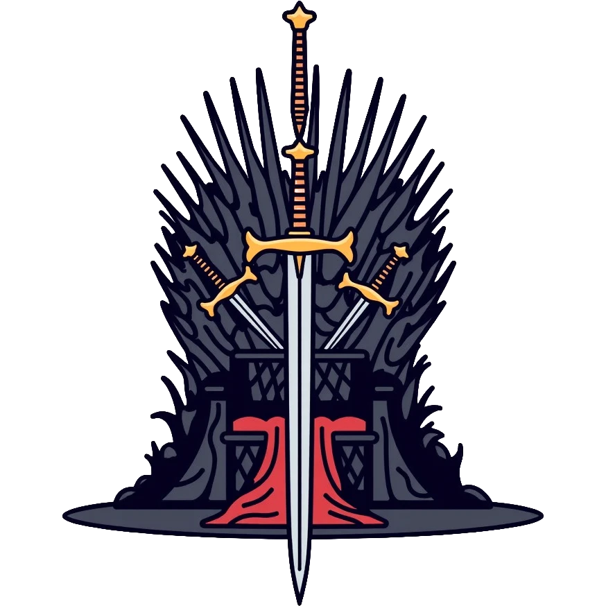 Iron throne made of swords, royal chair from Game of Thrones emoji