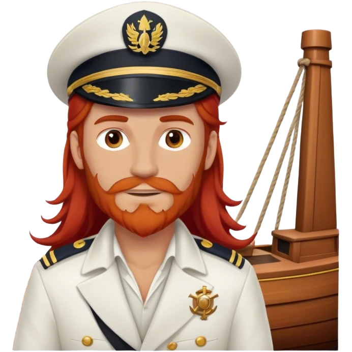 a male boat captain with long red hair no beard  emoji