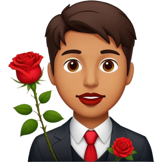 Man with rose in mouth emoji