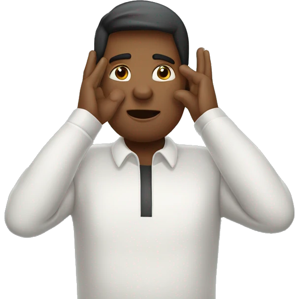 A person touching his hands to his ears and saying sorry emoji