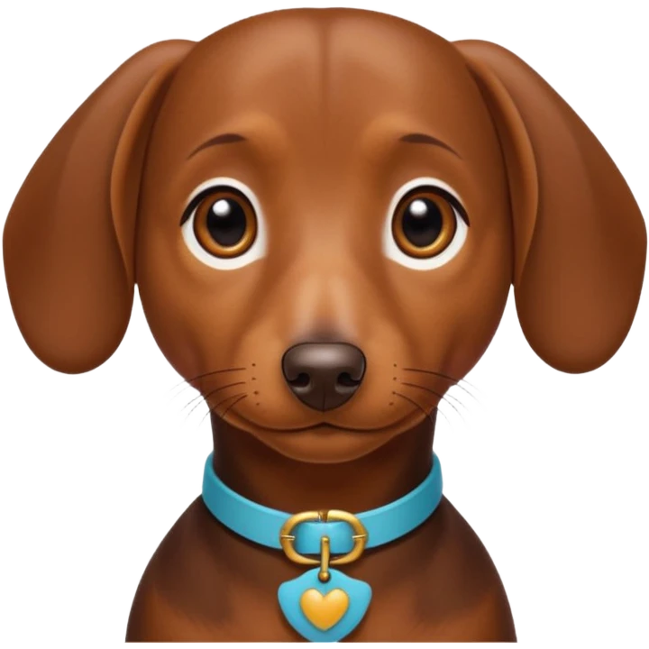 Make a brown short hair dachshund with hazel  eyes and a collar that says the name mocha emoji