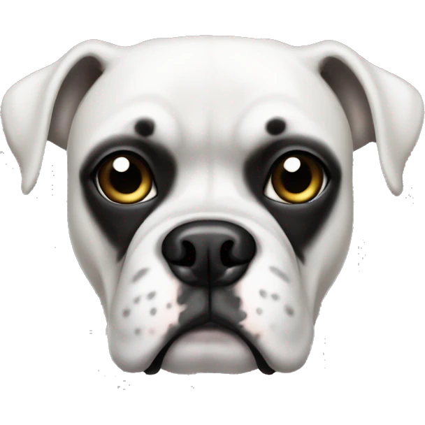 White boxer dog with a black spot in one eye  emoji
