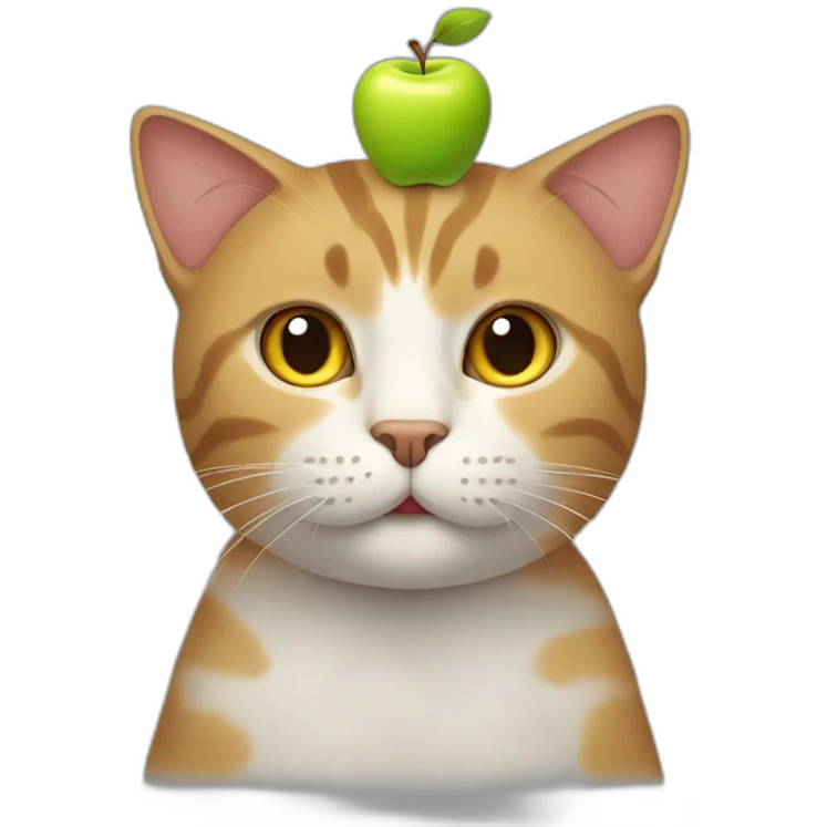 cat holding an apple in his head emoji