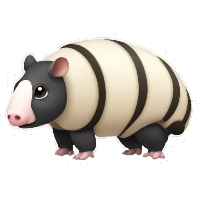 Black and white piebald chubby round rotund armadillo pig panda centipede armadillo  emoji