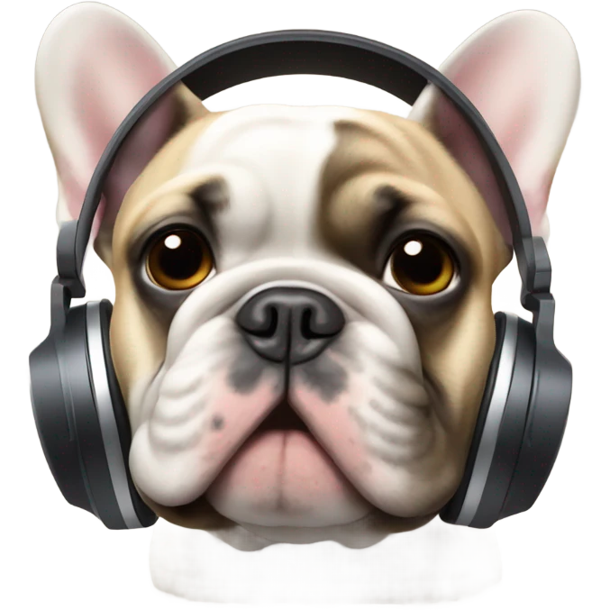 French bulldog wearing headphones emoji