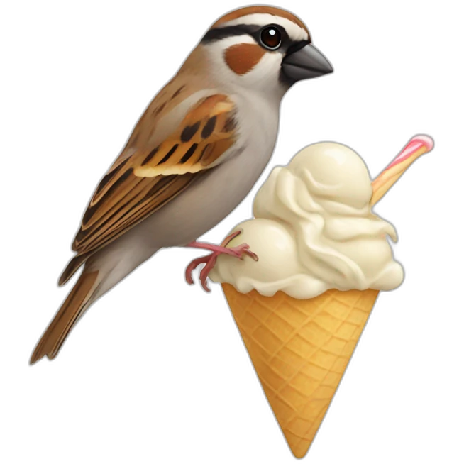 sparrow eating ice cream emoji