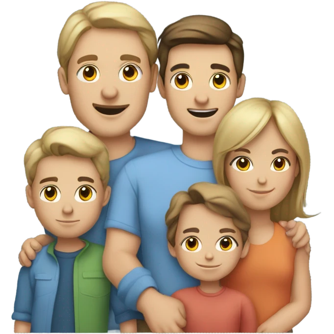 Caucasian family of 8 with mom, dad,  3 boys, 3 girls emoji