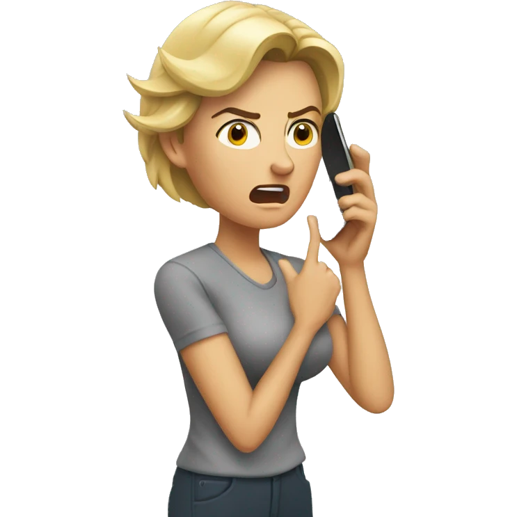 Moraine angry Woman talking on cell phone emoji