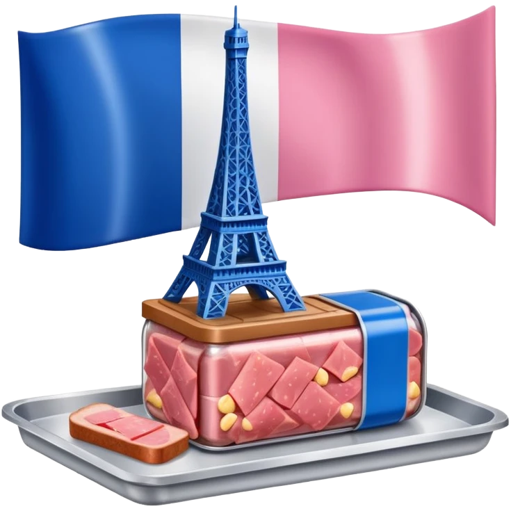 Spam meat Eiffel tower on a French flag emoji