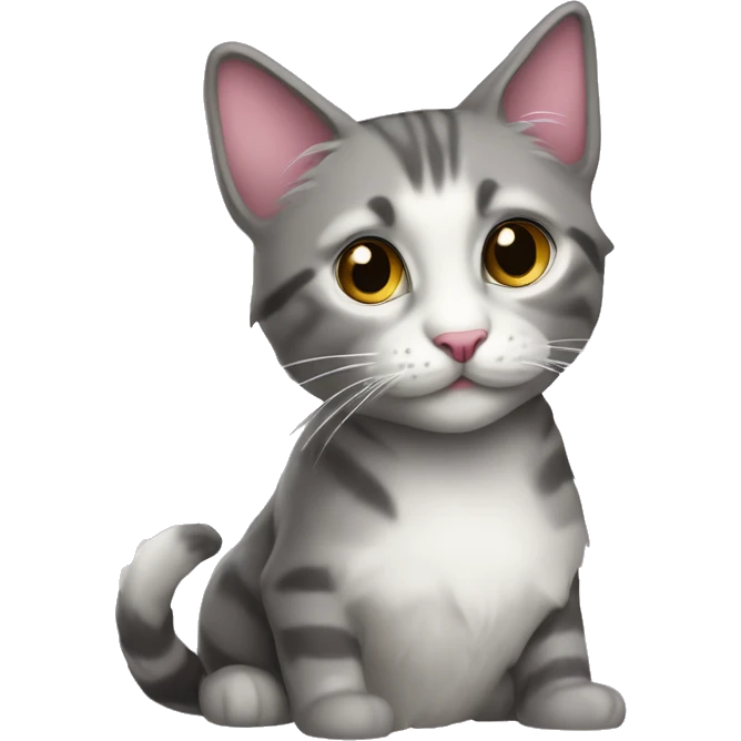 Кошка бело серая пятнистая с розовым носом emoji