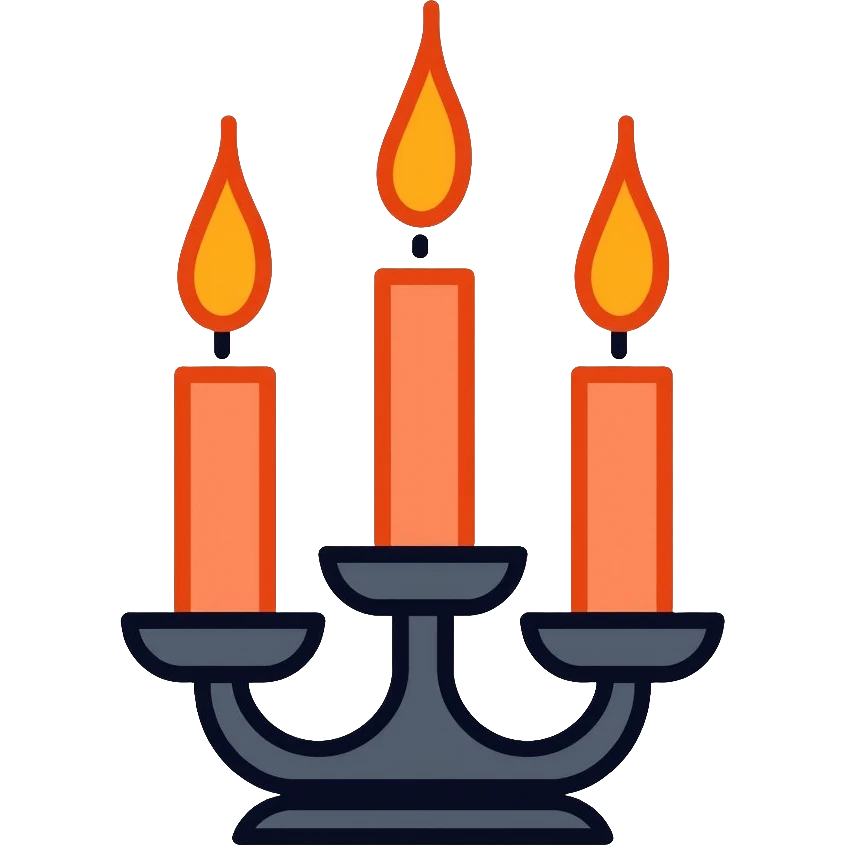 stylish three-candle holder with flames emoji