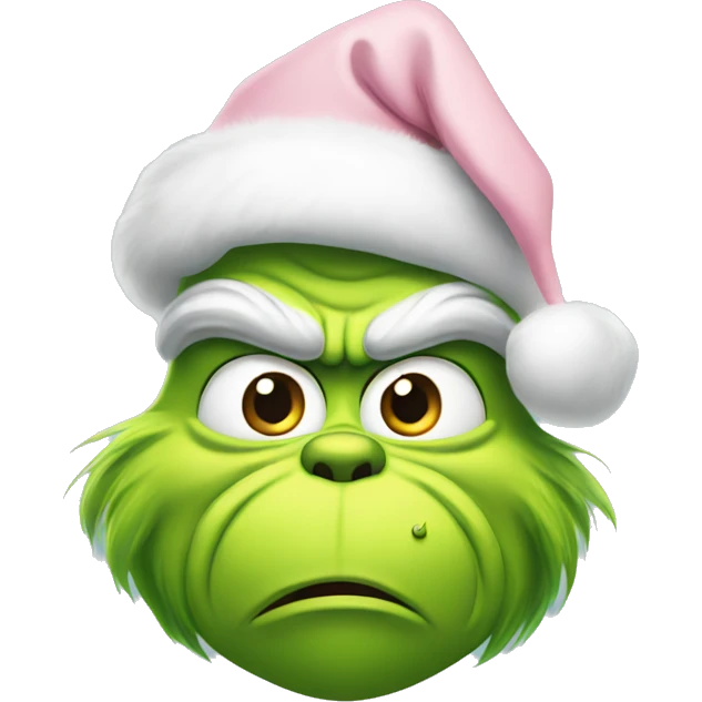Grinch with a light pink santa hat emoji