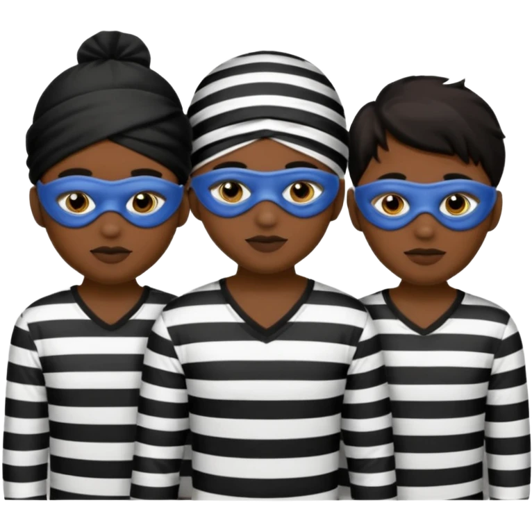 3 theif robbers emoji,Stripped shirt,eye mask, black head. emoji