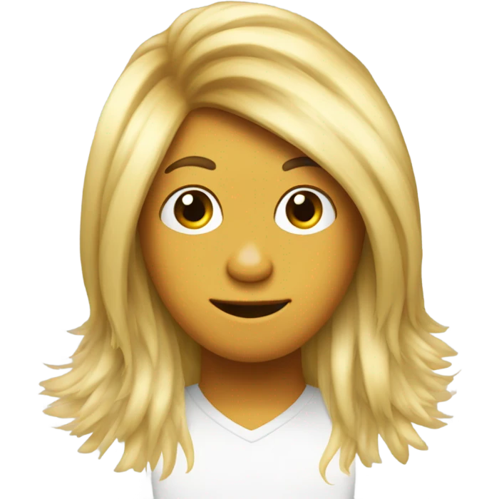 Rooster wearing a wig of long blonde human hair emoji
