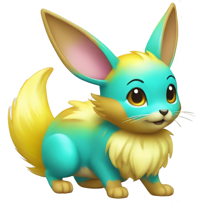 Shiny Colorful Yellow Cyan Electric Mouse Eevee emoji