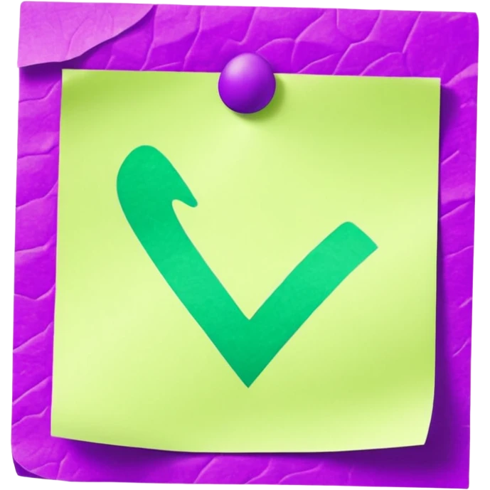 purple post-it note with green checkmark emoji