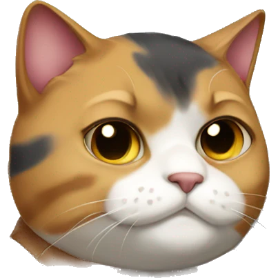 Fat calico cat with a shield  emoji