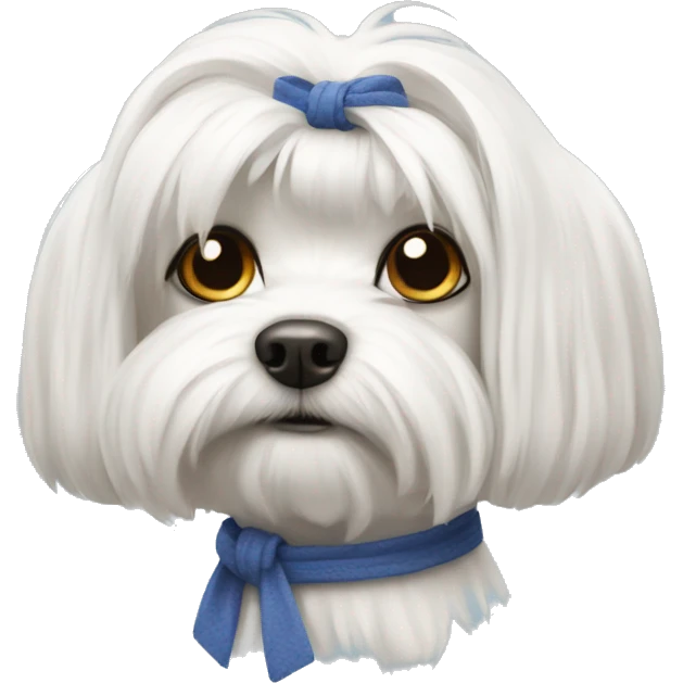 a Maltese dog with tied hair emoji