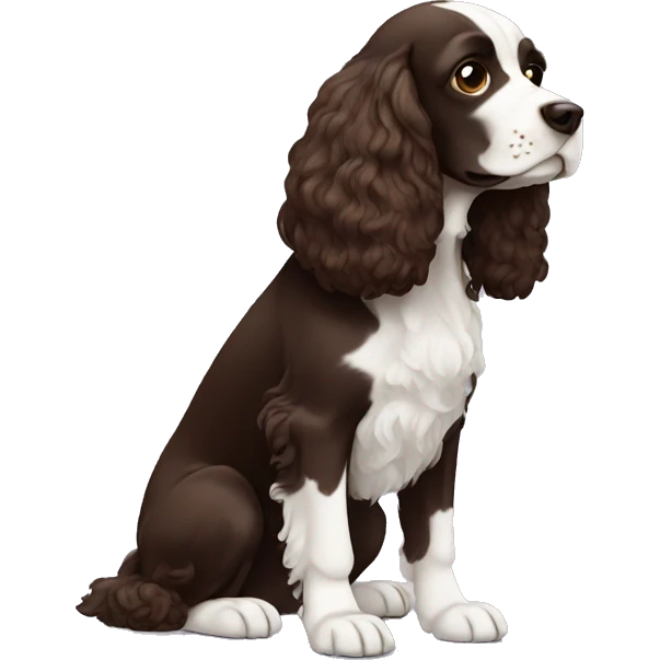 Dark brown spaniel with white chest emoji