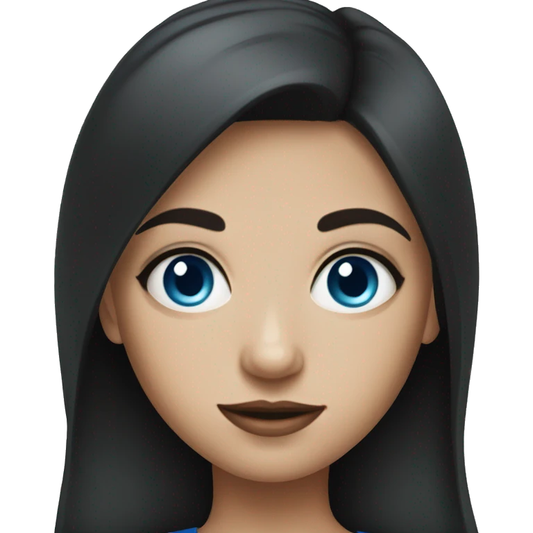 A girl with blue eyes and dark hair in a dress emoji