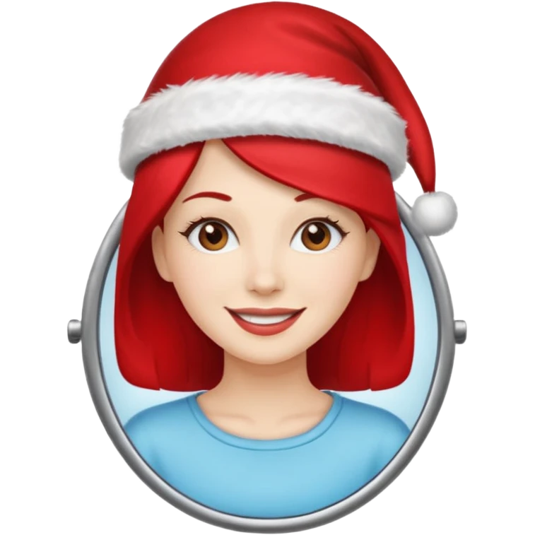 mujer peinandose en la peluqueria y con un gorro de navidad  emoji