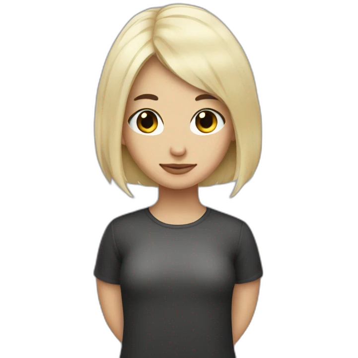 short bleached hair girl with very dark hair man emoji