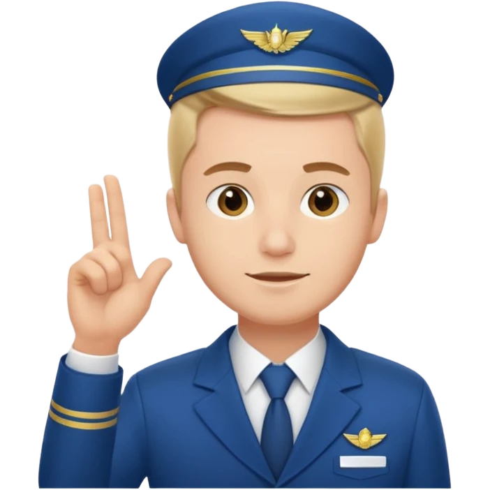 A calm male flight attendant demonstrating instructions with confident emoji