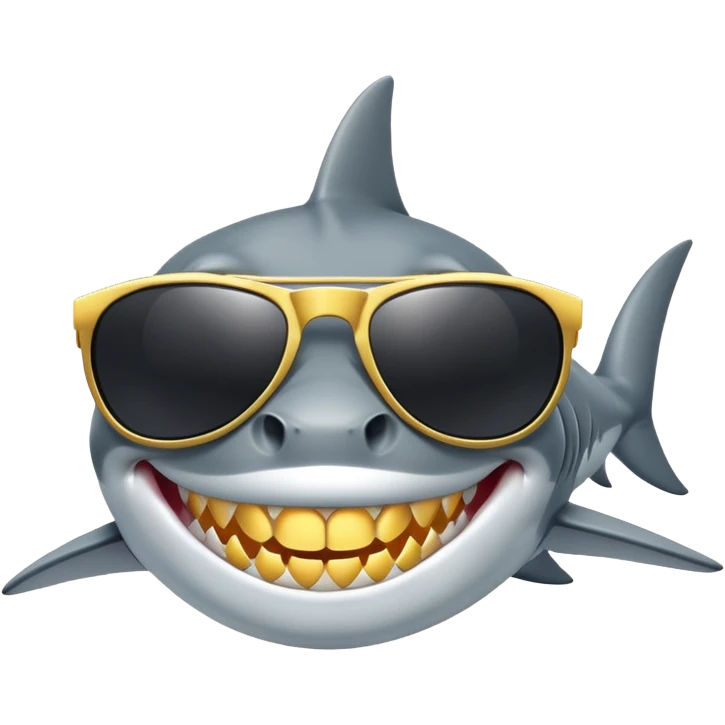 cool shark with golden teeth and black sunglasses emoji
