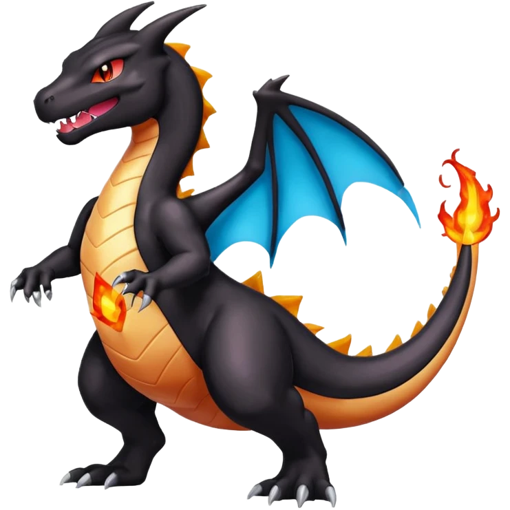 Black lanky elegant evil badass handsome cool beautiful Shiny-Charizard-Salazzle-Seviper-Salandit-fusion emoji