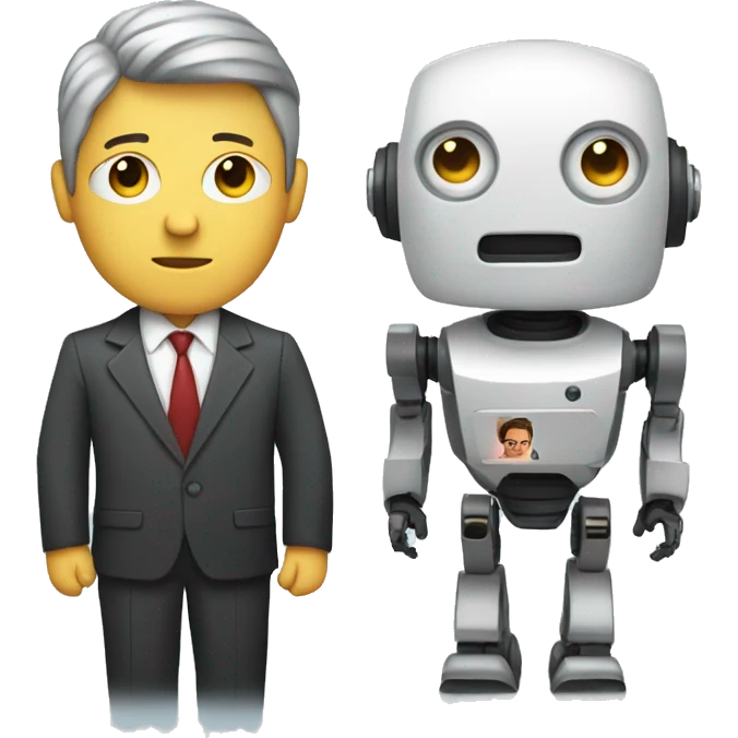 journalist with head of robot emoji