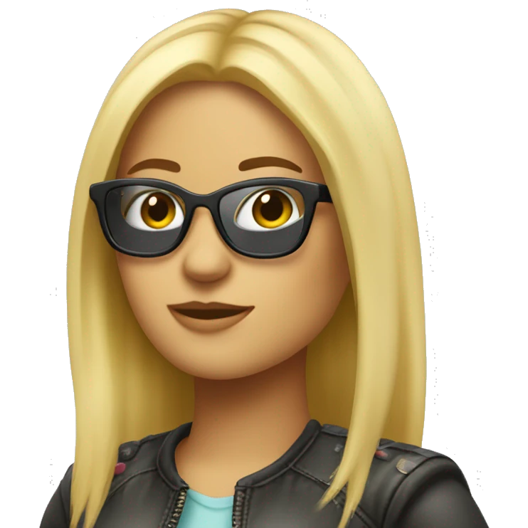 chica rubia con gafas y moto emoji